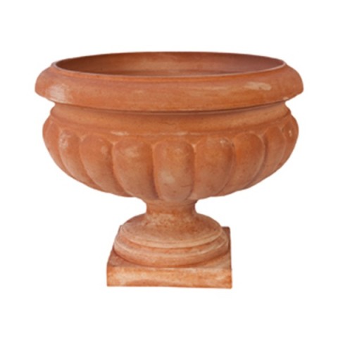 Calice-Shaped Terracotta Vase with Baccellato Decoration